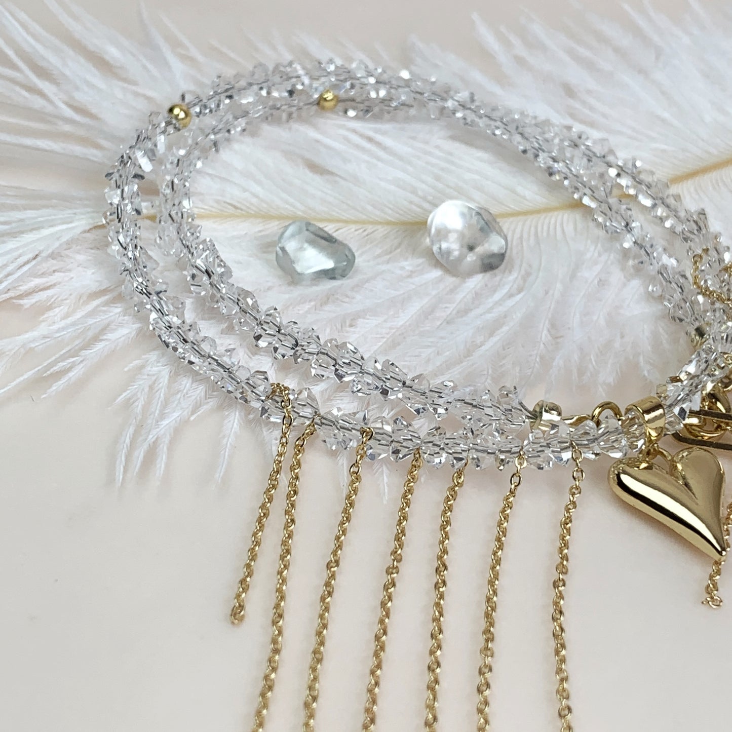 White Artificial Crystal DIY Necklace Earring Tassel