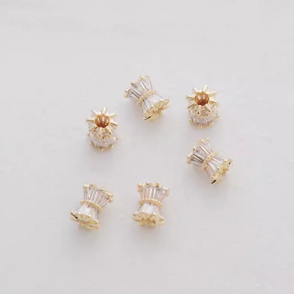 Alloy Zircon Barrel Beads Spacer