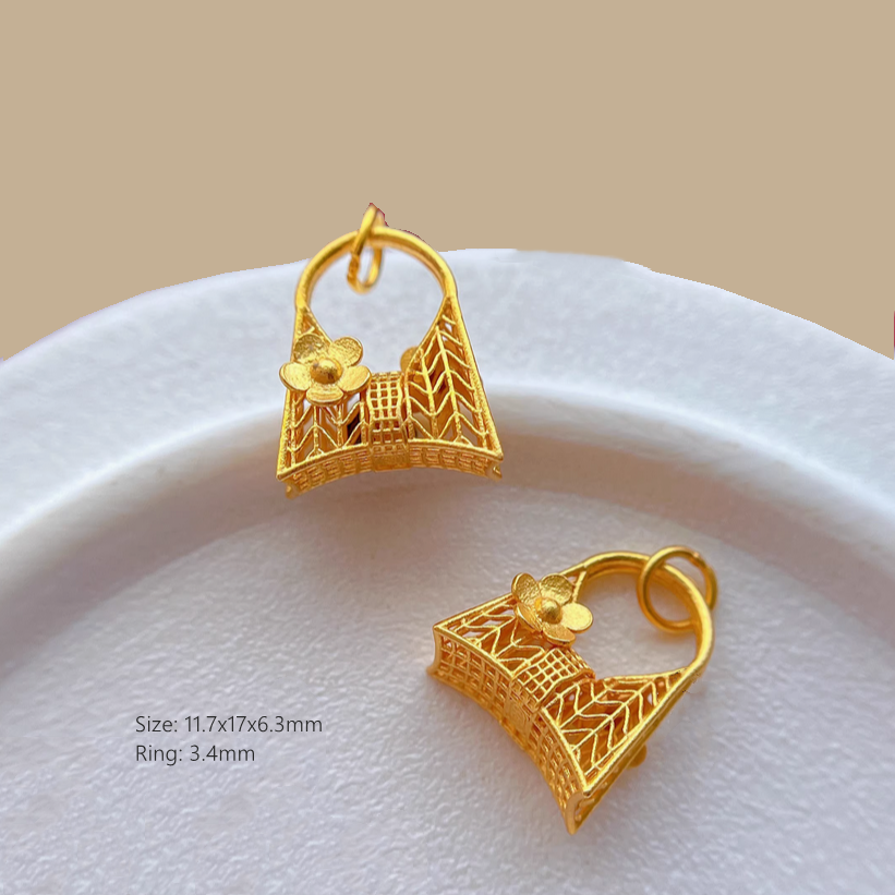 925 Sterling Silver 24K Gilded Handbags Fashion Unique Pendants