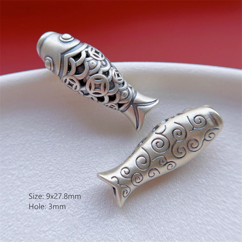 925 Silver Fish Lucky Koi Spare Spacer Ornament Making Accessories