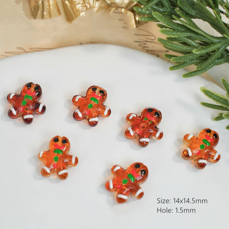 Glass Transparency Ginger Man Christmas Charms Spacer