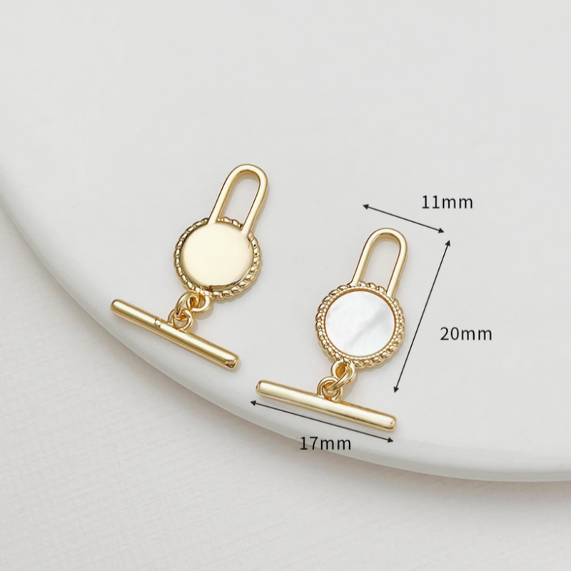 Brass Gilded Shell Round Ring Toggle Clasp Necklace Bracelet Findings