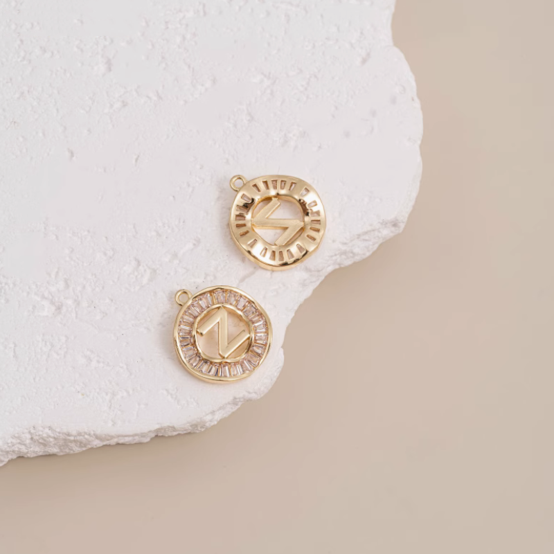 26 Letters Brass Pendants Zircon Metal Necklace Bracelet Charms-PMQZ