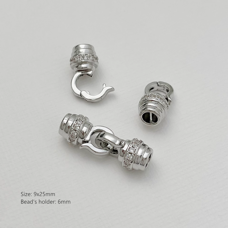 Brass Bee Nest Shape Gilded Zircon Double Clip Twister Clasp