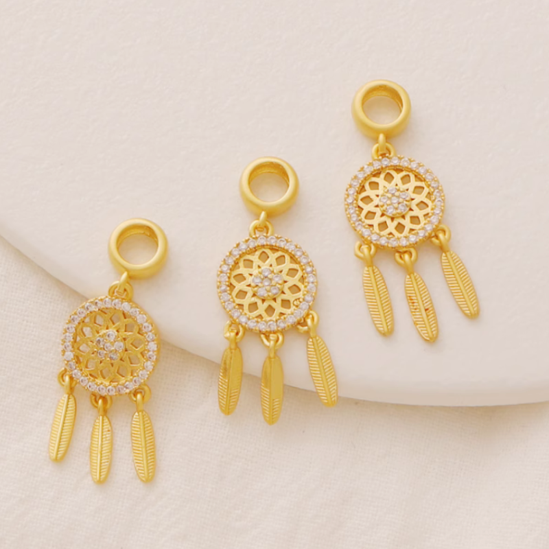 Alloy Gilded Dream Catcher Pendants Jewelry Charms