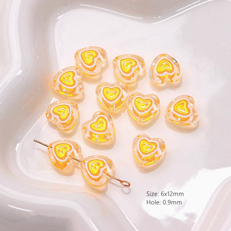 Glass Star Heart Colorful Hand-Drawn Beads Spacer