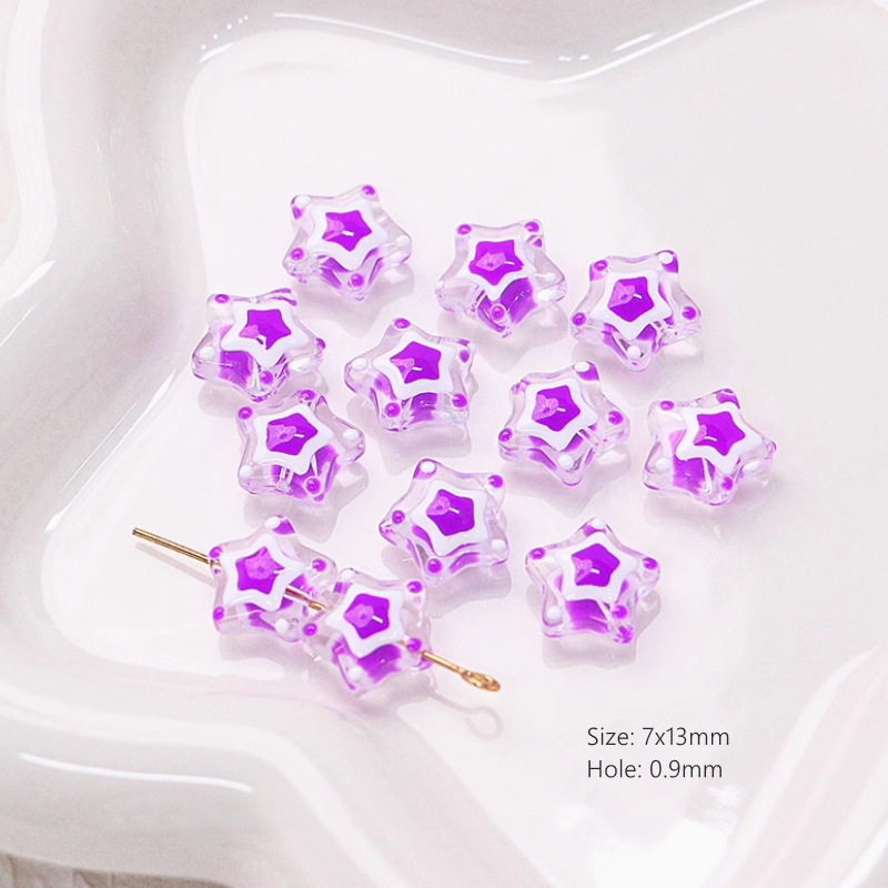 Glass Star Heart Colorful Hand-Drawn Beads Spacer