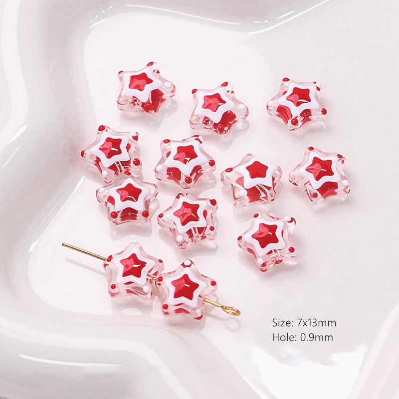 Glass Star Heart Colorful Hand-Drawn Beads Spacer