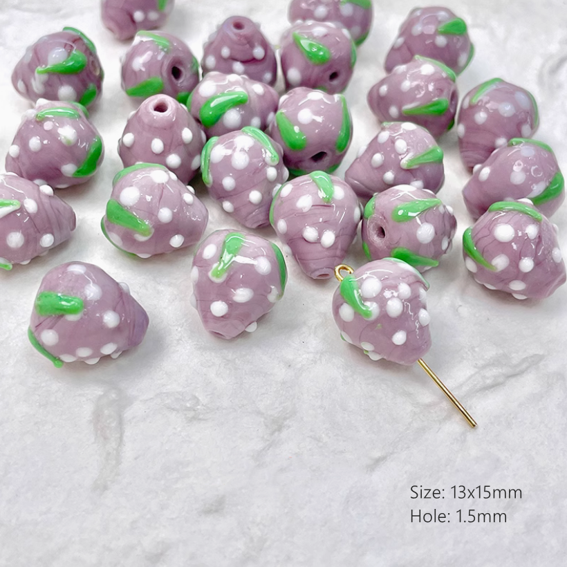 Glass Strawberry Beads Spacer Charms Jewelry Pendant