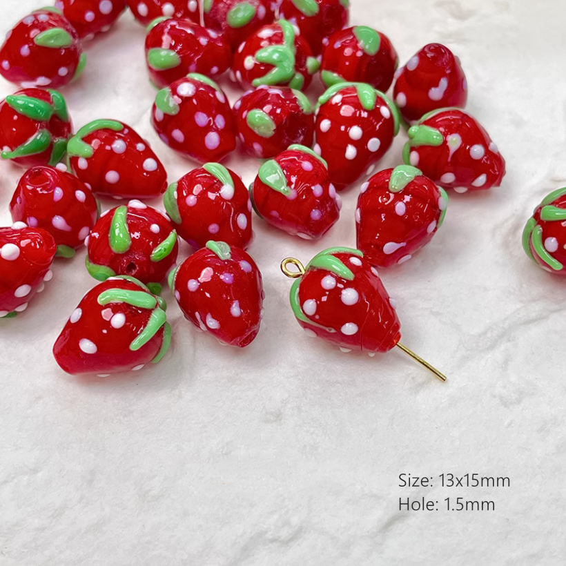 Glass Strawberry Beads Spacer Charms Jewelry Pendant
