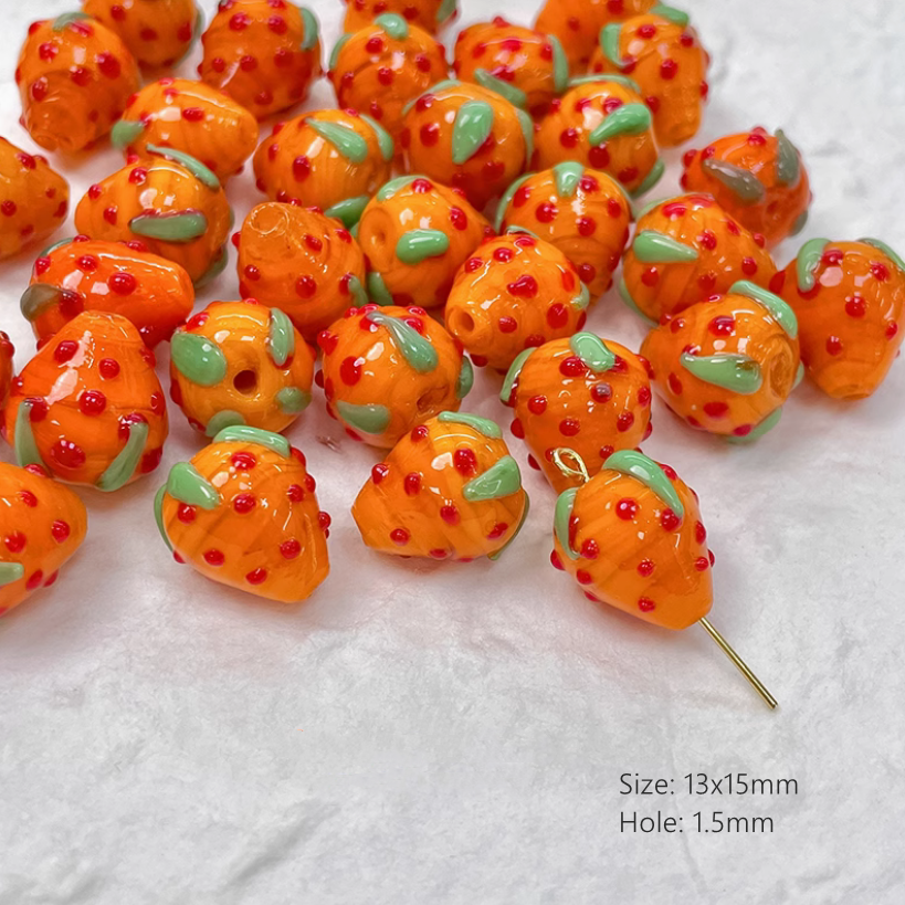 Glass Strawberry Beads Spacer Charms Jewelry Pendant