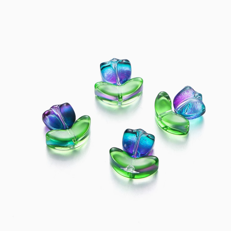 5pcs Glass Tulip Flowers Pendants
