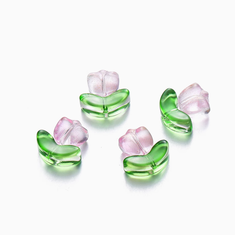 5pcs Glass Tulip Flowers Pendants