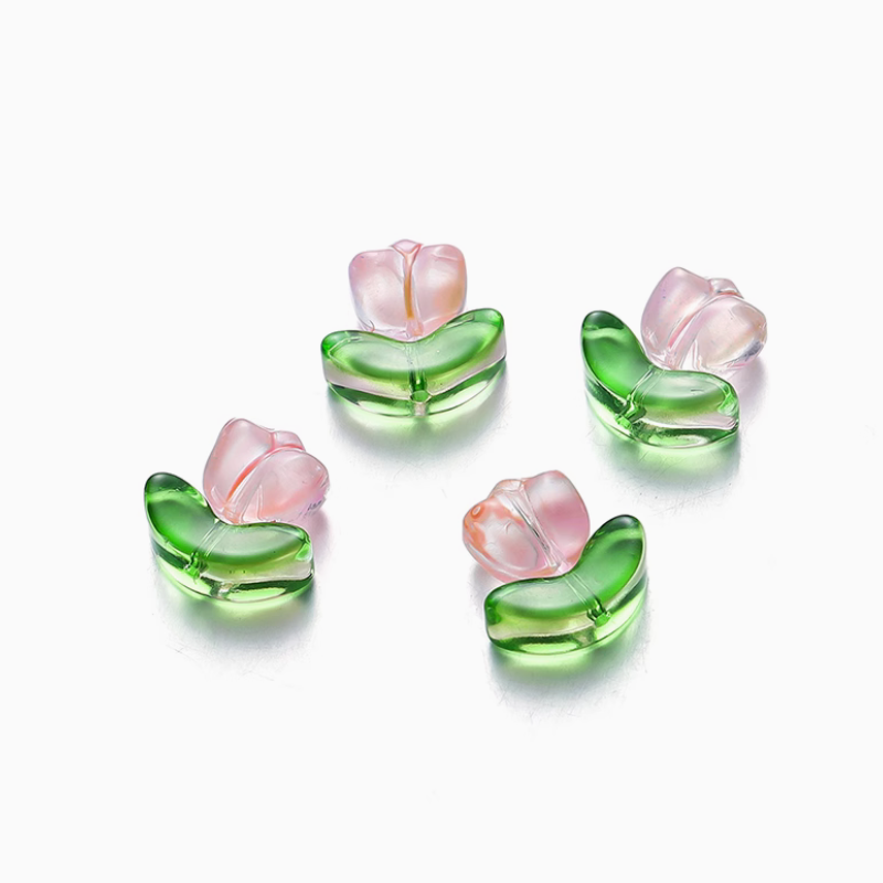 5pcs Glass Tulip Flowers Pendants