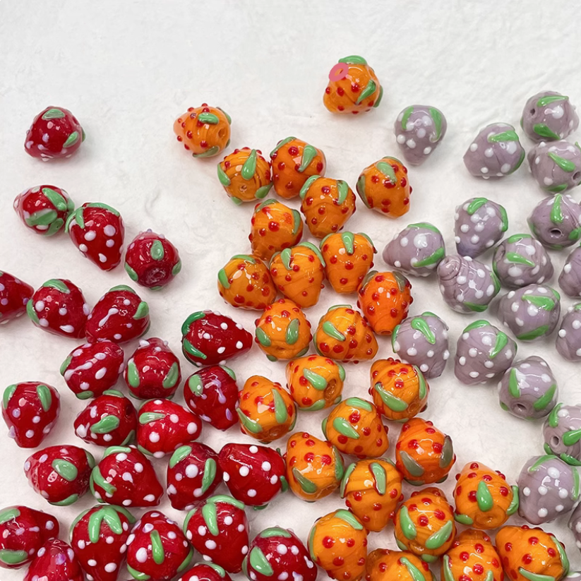 Glass Strawberry Beads Spacer Charms Jewelry Pendant