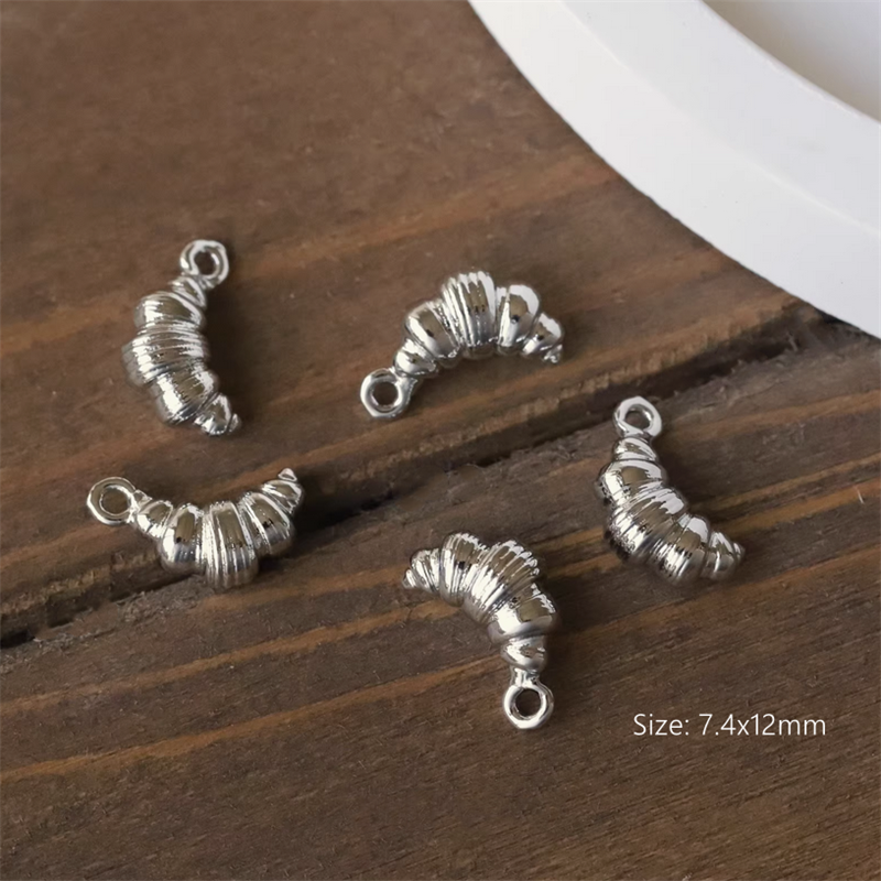 Brass Platinum Gold Plated Fun Croissant Charms Pendants