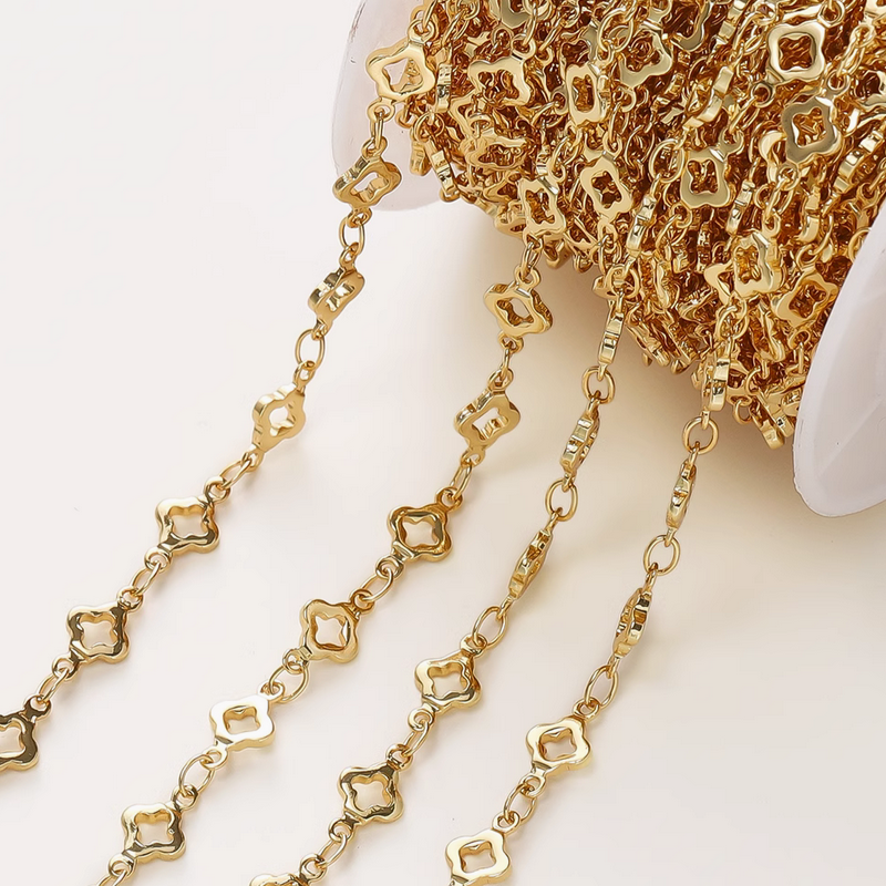 Brass Hollow Clover Shape Chain Necklace Bracelet Chains