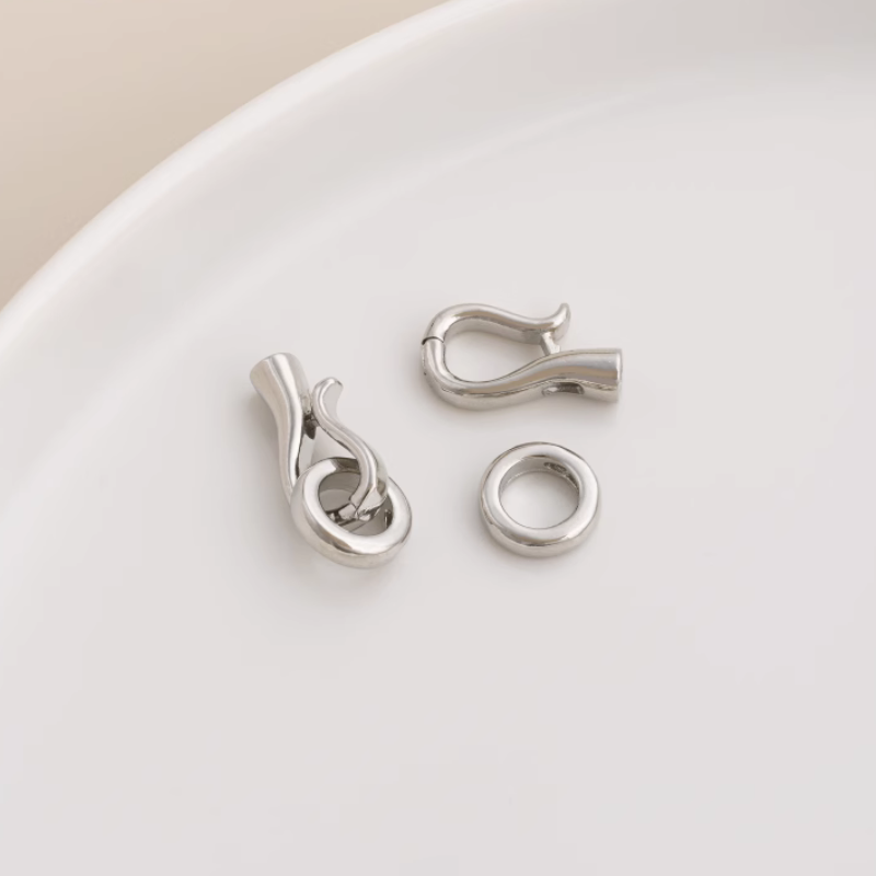 Brass 14K Gold and Platinum Plated Hook Clasp Pinch Clip Jewelry