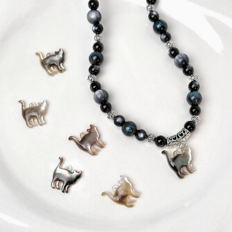 Nature Shell Night Cat Pendants Hanging Charms Piece