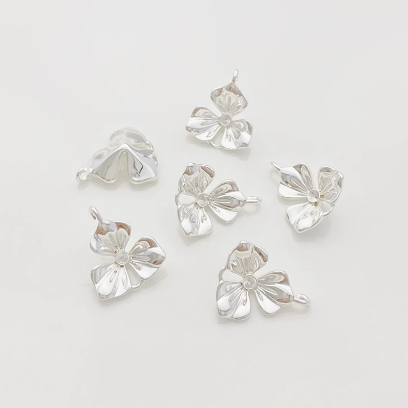 Brass Silver Plated Pansy Necklace Bracelet Charms Pendants