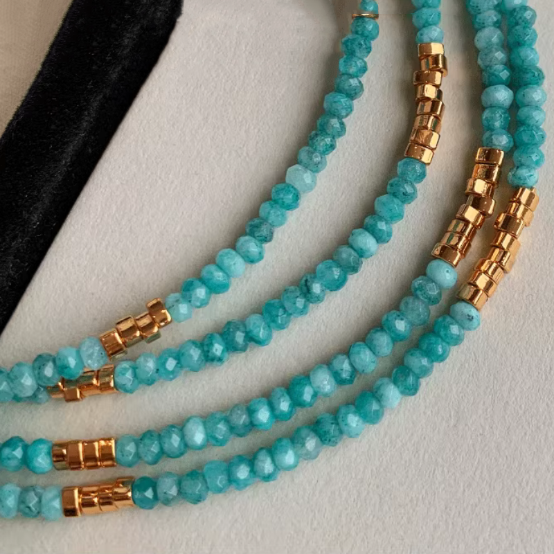 Nature Gemstone Bluish Green Quartz Beads Light Luxury Dopamine Conspicuous Jewelry