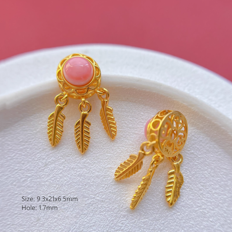 925 Silver Base Pink Shell Made Beads Spacer Partition