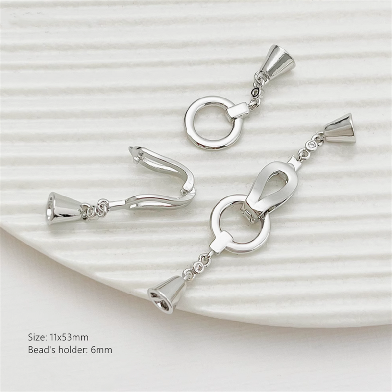 Brass 14K And Platinum Plated Double Side Beads Tray Connector Twister Clasp