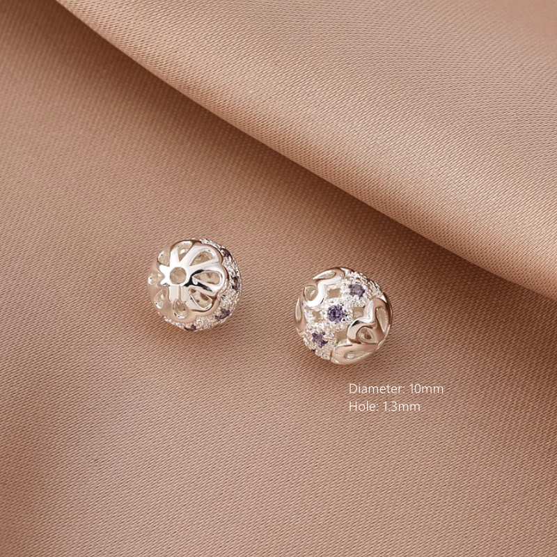 Brass Purple Zircon Beads Spacer Big Hole Spare Jewelry Handcrafts Beads