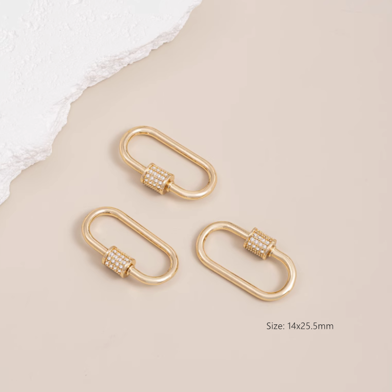 Brass 14K Gilded Screw Jump Ring Loop Jewelry Connector