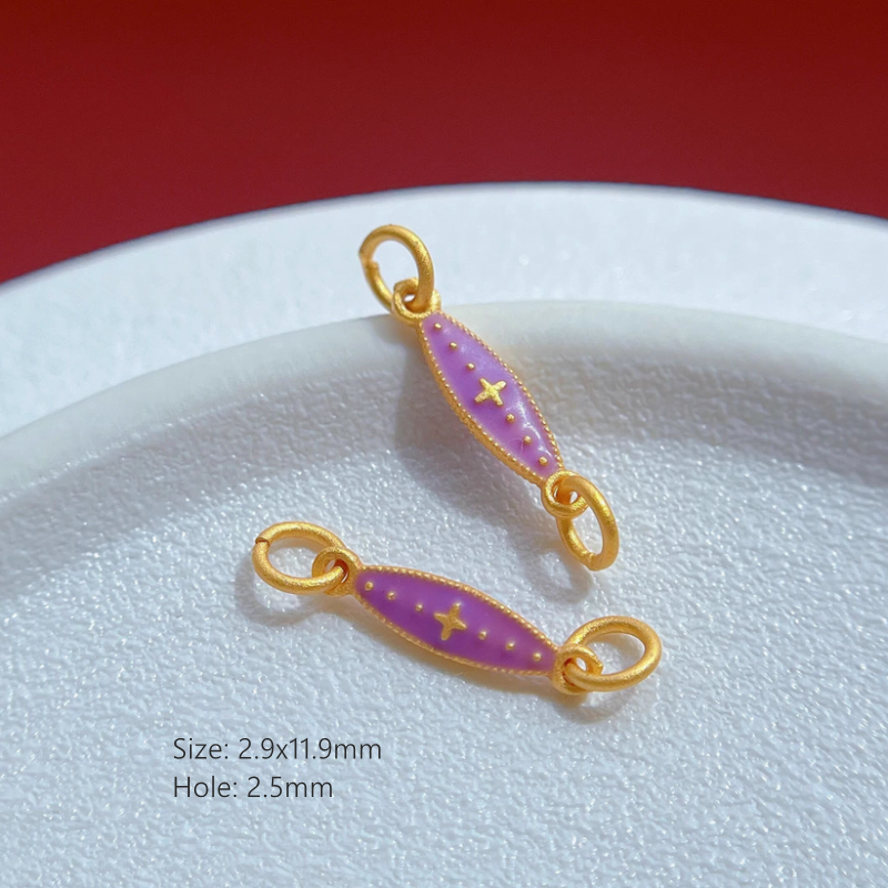 925 Silver Gilded Purple Enameled Spacers Partition Charms