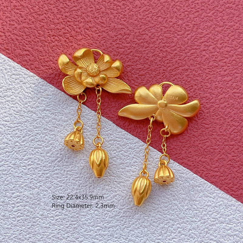 925 Silver Lotus Charms Gilded New Fashion Jewelry Pendant