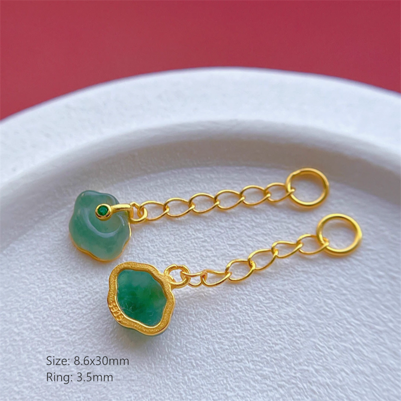 925 Silver Gilded Base Jade Stone Spacers Partition