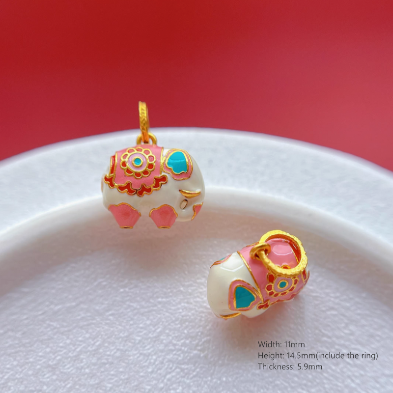 925 Silver Jewelry Charms Pink Elephant Enamel Artwork Pendant