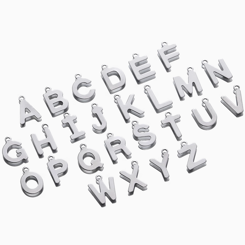Stainless Steel 26 Letters Charms Piece Jewelry Pendants-PMBX-01