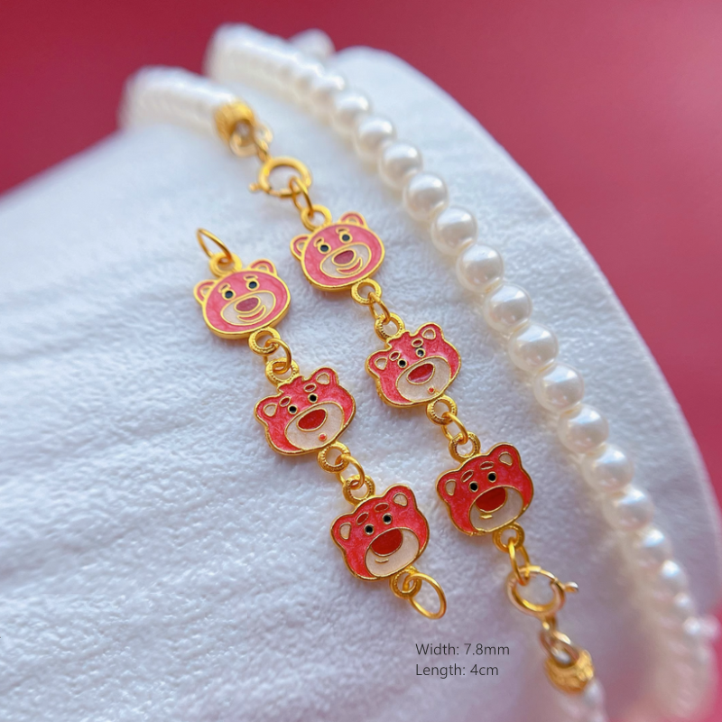 Sterling Silver Pink Lots Huggin Bear Findings Charms Extent Chain