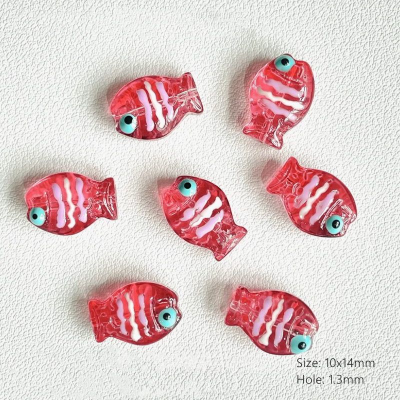 Glass Transparent Stripe Fish Colorful Spacer Charms