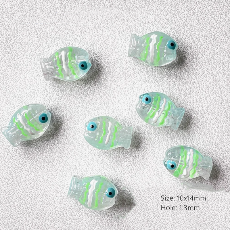 Glass Transparent Stripe Fish Colorful Spacer Charms