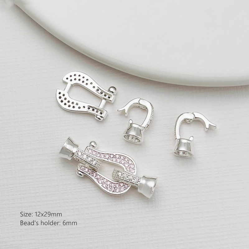 Brass Zircon Pearls Beads Jewelry Connector Fold Over Clasp