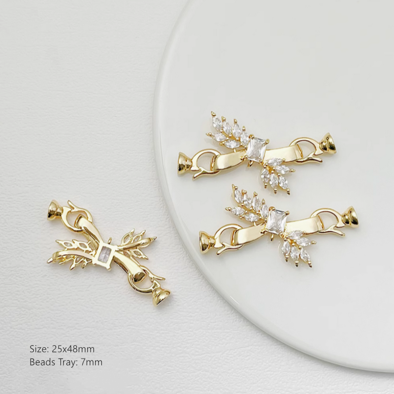 Brass Platinum Gold Plated Fold Over Clasps High Color Retention Jewelry Clasp