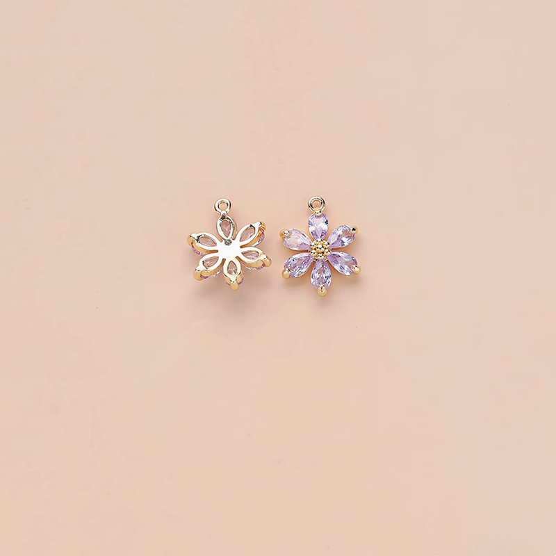 High Zircon Diamond Cute Exquisite Six Petal Flower Charms Pendants