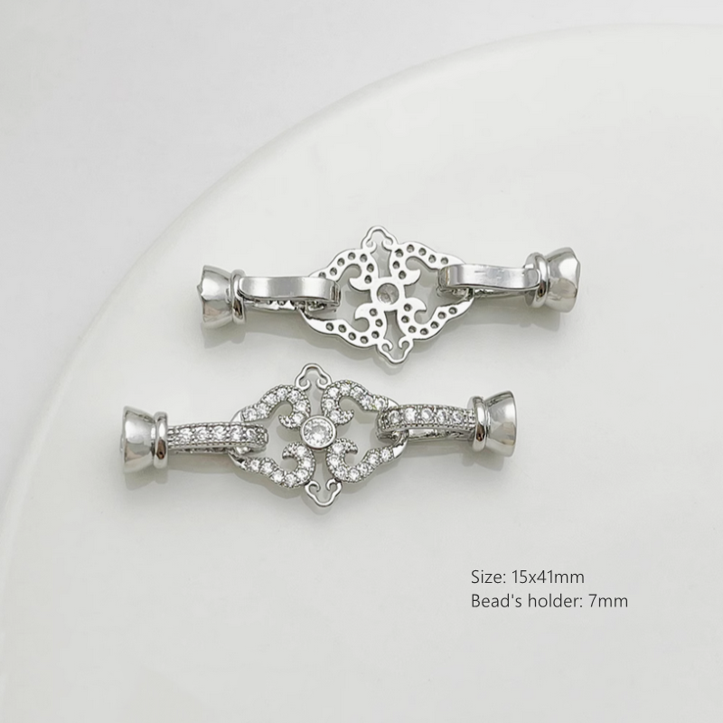 Brass Zircon Lucky Knot Double Connector Fold Over Clasp