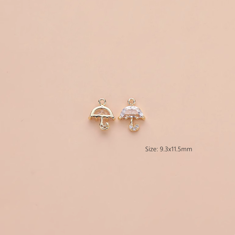 Brass Zircon Fashion Style Charms Pendants- Sun Rainbow Umbrella
