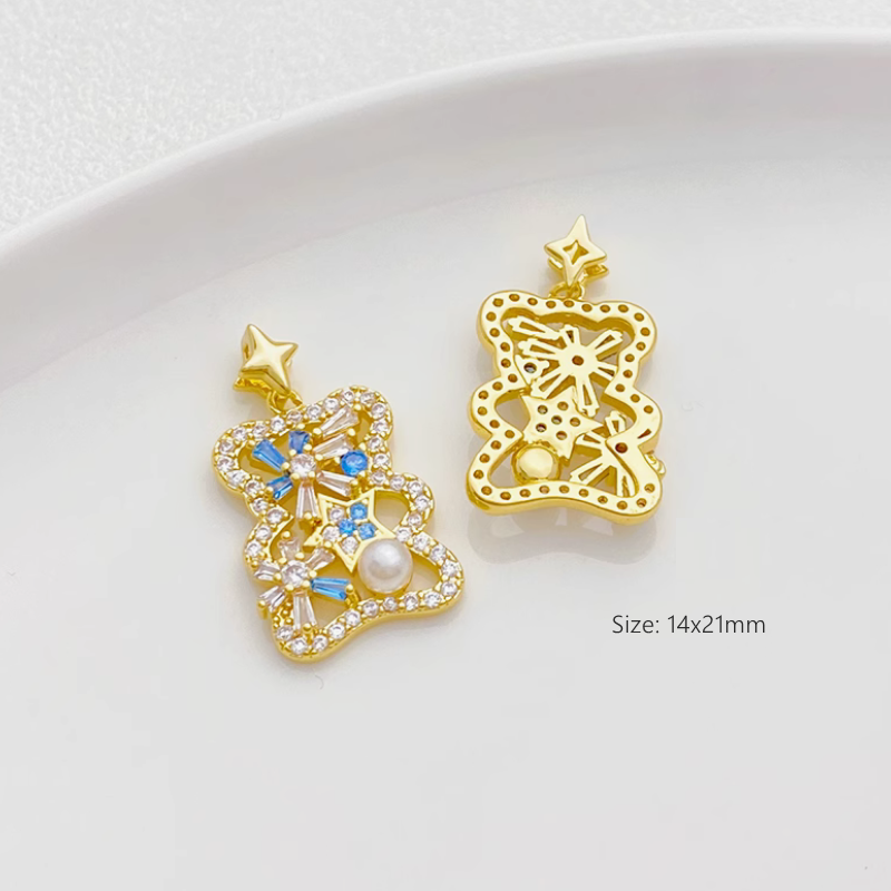 Brass Zircon Gilded Jewelry Charms Pendants