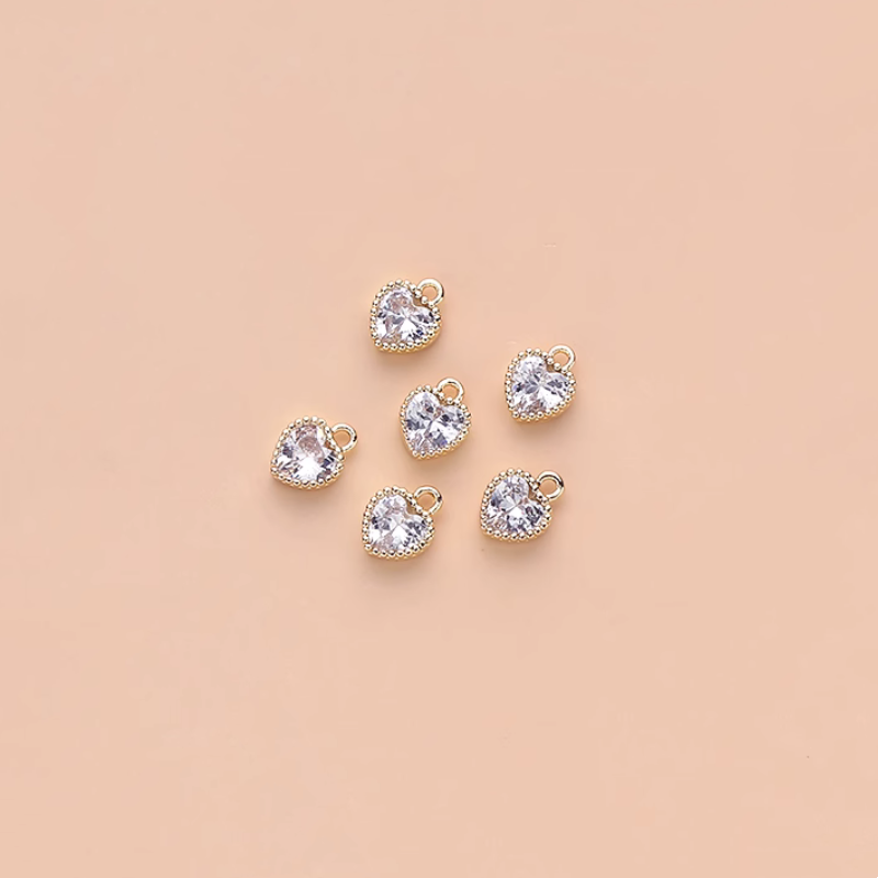 Brass Zircon High Light Diamond Heart Jewelry Charms Pendants