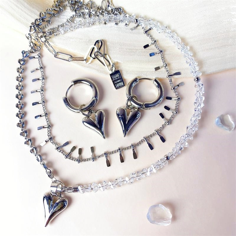 Crystal Beads DIY Material Necklace Heart Chain
