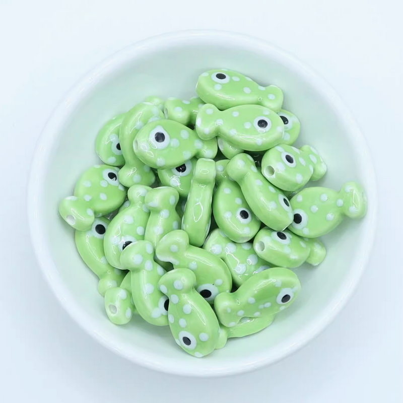 5pcs Ceramics Glazed Cute Dot Fish Necklace Spare Spacer Beads