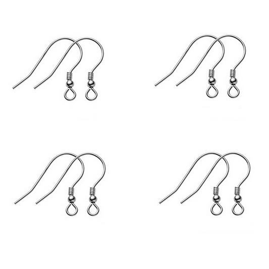 0.6mm 1 Pair Sterling Silver Earring Hooks, Spiral +Ball Style, Platinum Plated - ERDQ-04