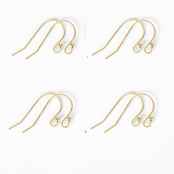 0.65mm 1 Pair Sterling Silver Earring Hooks, Gold Plated- ERWZ-08