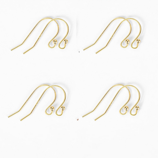 0.6mm 1 Pair Sterling Silver Earring Hooks, Gold Plated- ERWZ-07