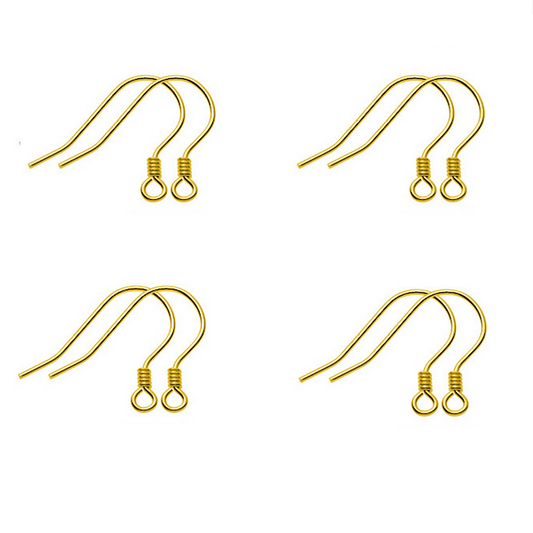0.6mm 1 Pair Sterling Silver Earring Hooks, Spiral Style, Gold Plated - ERMG-07
